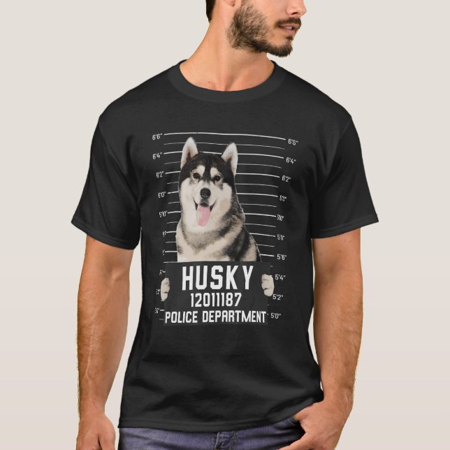 Camiseta Perro Criminal Foto Mug Husky (Anverso)