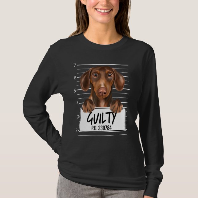Camiseta Perro culpable de la masacre de Brown Dachshund (Anverso)