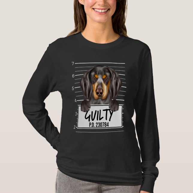 Camiseta Perro Culpable Mugshot Bluetick Coonhound (Anverso)