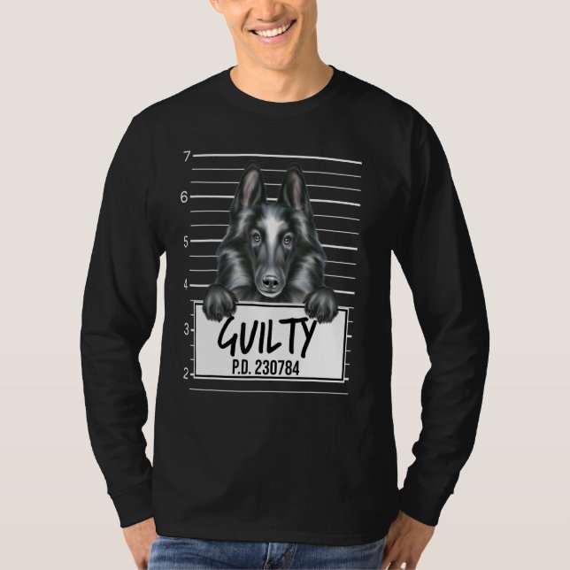 Camiseta Perro culpable Mugshot de Pastor Belga (Anverso)
