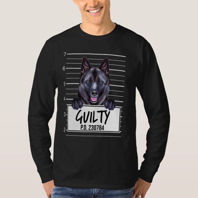 Camiseta Perro Culpable Mugshot Elkhound Noruego (Anverso)