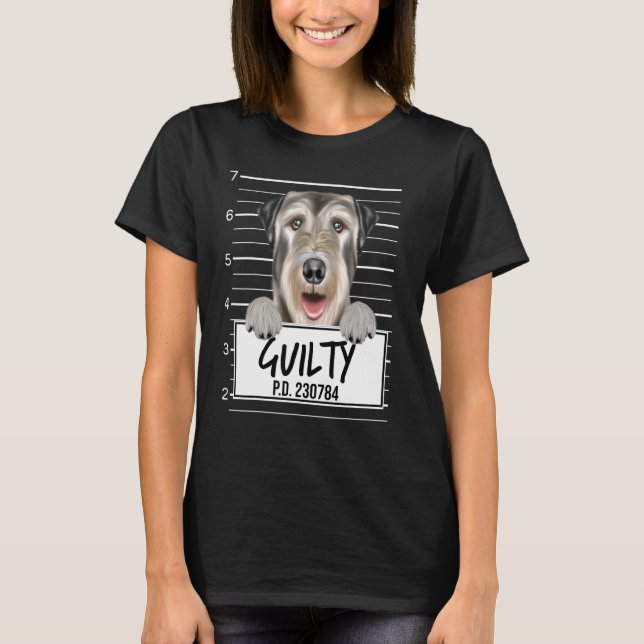 Camiseta Perro Culpable Mugshot Lebrel Irlandés (Anverso)