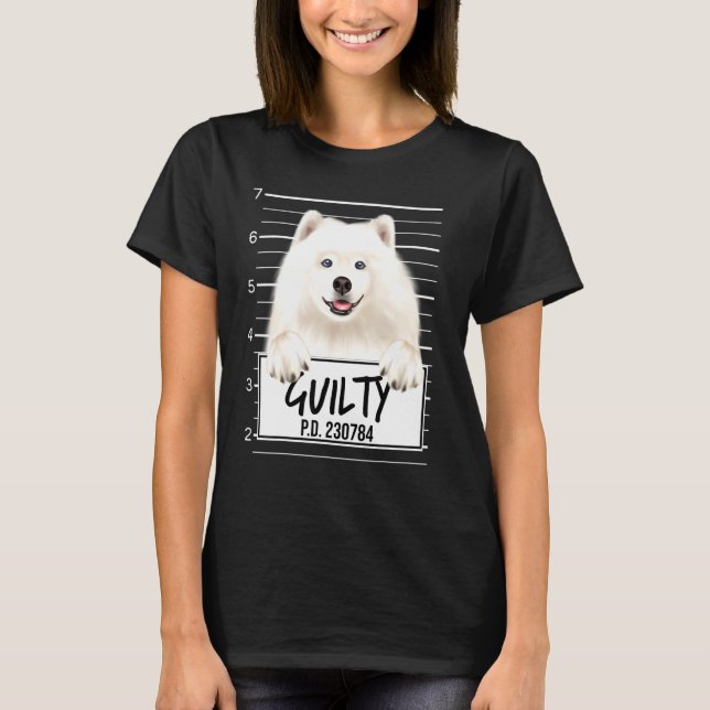 Camiseta Perro Culpable Mugshot Samoyedo (Anverso)