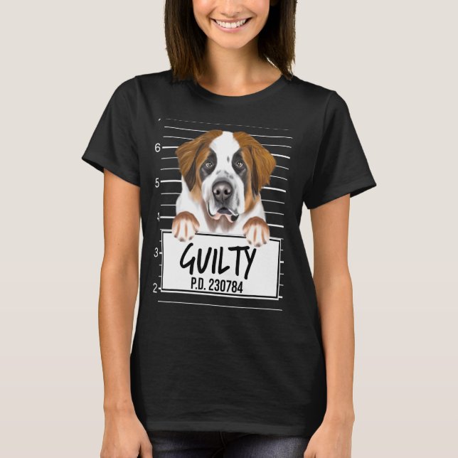 Camiseta Perro Culpable San Bernardo Mugshot (Anverso)