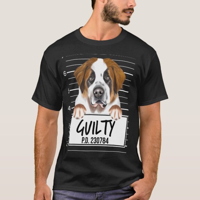 Camiseta Perro Culpable San Bernardo Mugshot (Anverso)