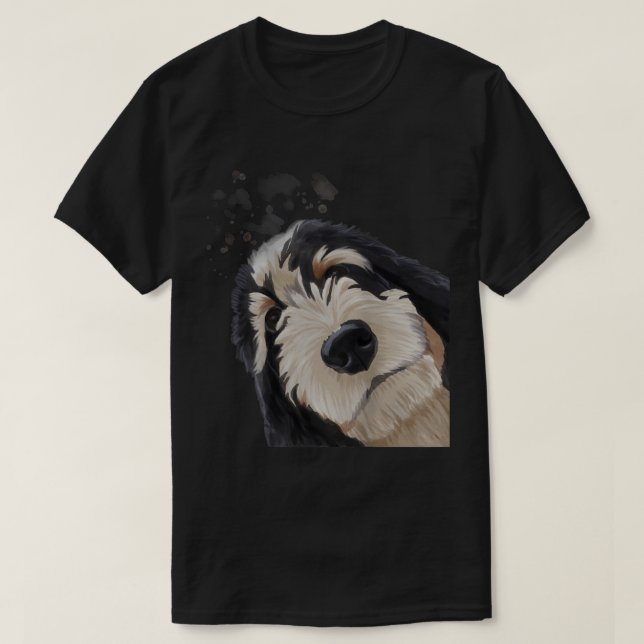 Camiseta Perro curioso Bernedoodle (Diseño del anverso)