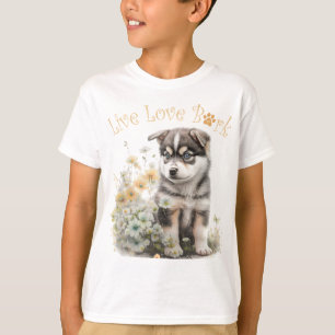 Camiseta Perro Cute Alaskan Malamute Floral