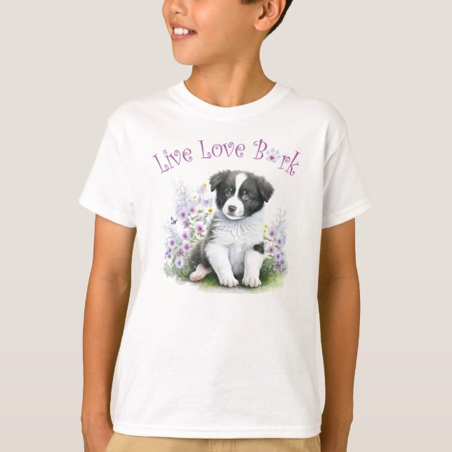 Camiseta Perro Cute Border Collie Floral (Anverso)