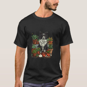 Camiseta Perro Cute Border Collie jardinería flor vegetal