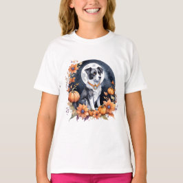 Camiseta Perro Cute Halloween Floral Moon Canine Lover