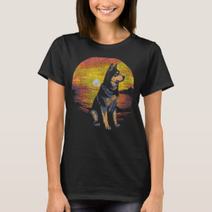 Camiseta Perro Cute Siberiano Husky Atardecer Vintage