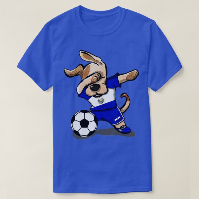 Camiseta Perro Dabbing El Salvador Fútbol Bandera Salvadore (Diseño del anverso)