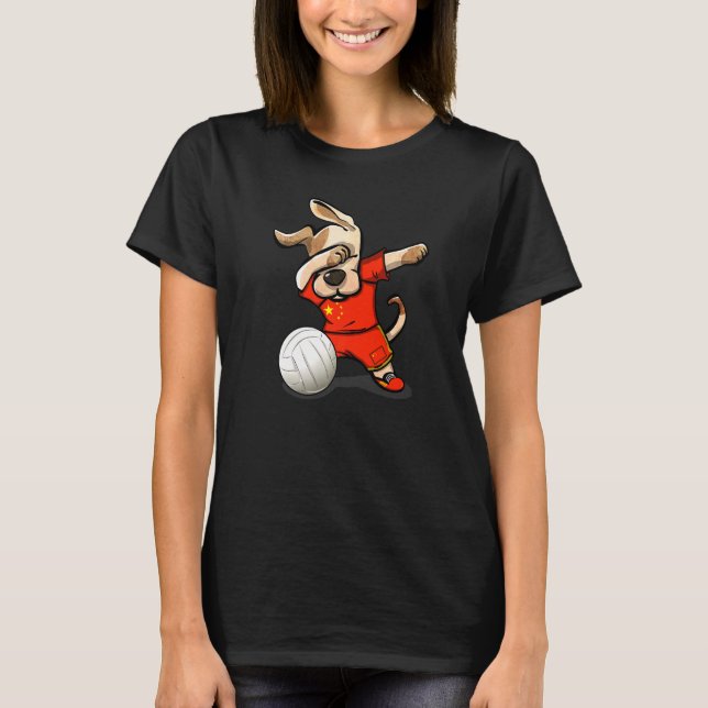 Camiseta Perro Dabbing Orgullo hincha de voleibol chino Jer (Anverso)