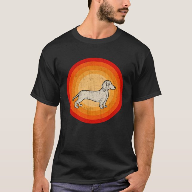 Camiseta Perro Dachshund Afligido Estilo Retro (Anverso)