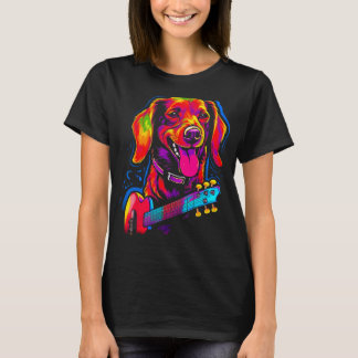 Camiseta Perro Dachshund Artista Pop Guitarra
