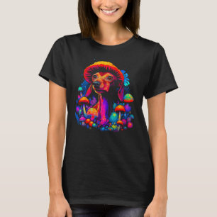 Camiseta Perro Dachshund Artista Pop Setas Psicodélicas
