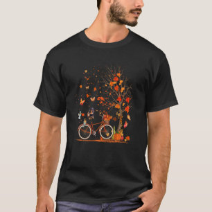Camiseta Perro Dachshund Calabaza Bicicleta Hojas de Otoño 