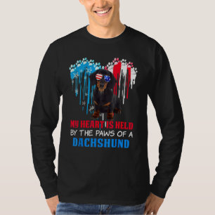 Camiseta Perro Dachshund Corazón 4 de Julio Perro Bandera