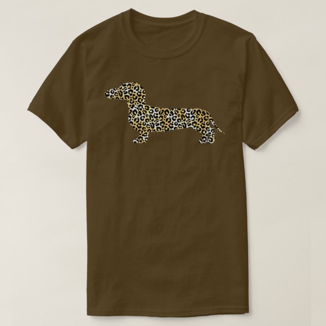 Camiseta Perro Dachshund En Patrón Leopardo (Diseño del anverso)