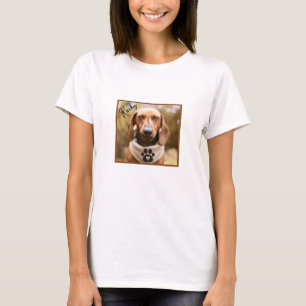 Camiseta Perro Dachshund Marrón Con los Ojos Cerrados