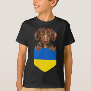 Camiseta Perro Dachshund Marrón De La Bandera De Ucrania En