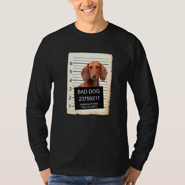 Camiseta Perro Dachshund Mug Disparado Perro Malo (Anverso)
