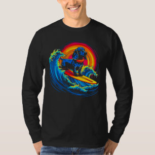 Camiseta Perro Dachshund Surfista Artista Pop