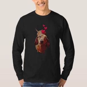 Camiseta Perro Dachshund Y Corazones Cute Teckel Dog Motif