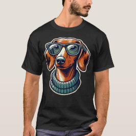 Camiseta Perro Dachsund Con Gafas Estilo Arte Pop