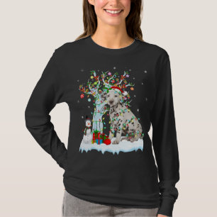 Camiseta Perro dálmata árbol de Navidad iluminando Santa Da