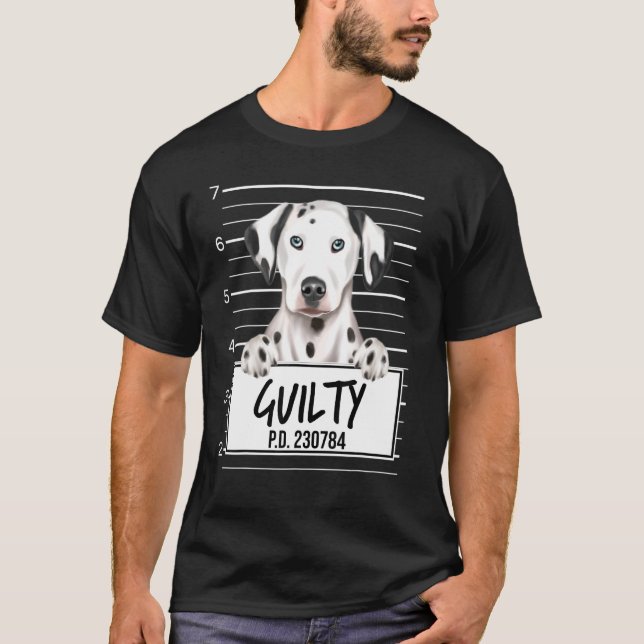 Camiseta Perro dálmata foto policial perro culpable (Anverso)