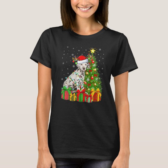 Camiseta Perro dálmata iluminando el árbol de navidad de Sa (Anverso)