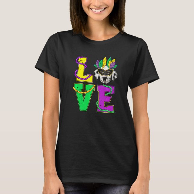 Camiseta Perro dálmata me encanta el cachorro Mardi Gras ho (Anverso)