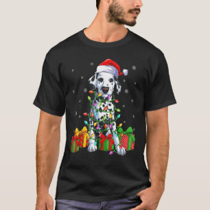 Camiseta Perro dálmata Navidad iluminando Santa Hat Dalmati