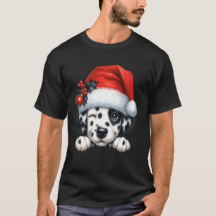 Camiseta Perro dálmata Navideño sombrero de Santa perro mam