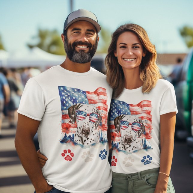 Camiseta Perro dálmata rojo blanco azul americano 4 de juli (Subido por el creador)