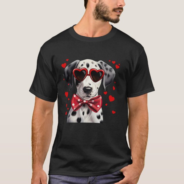 Camiseta Perro Dalmatiano Corazones gafas de sol Ventilador (Anverso)