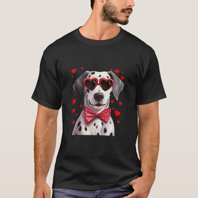 Camiseta Perro Dalmatiano Corazones gafas de sol Ventilador (Anverso)