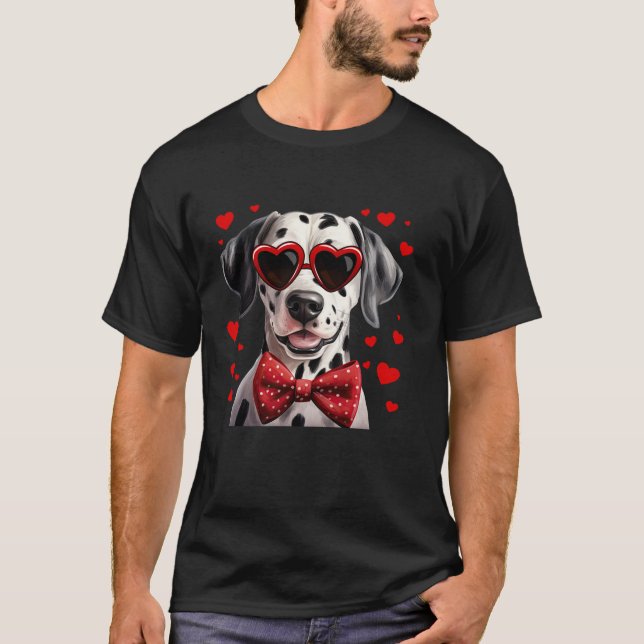 Camiseta Perro Dalmatiano Corazones gafas de sol Ventilador (Anverso)