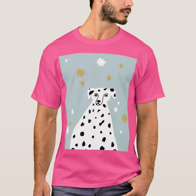 Camiseta Perro Dalmatiano Resumen Arte Ilustracion Rosa (Anverso)