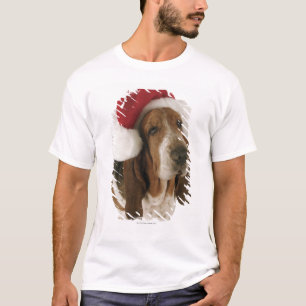Camiseta Perro de afloramiento en el gorra de Santa
