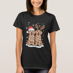 Camiseta Perro de aguas de Navidad Sombrero de Santa Reno L