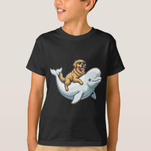 Camiseta Perro de aguas dorado divertido montando una balle