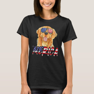 Camiseta Perro de aguas Retriever Merica 4 De Julio Bandera