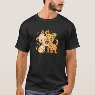 Camiseta Perro de animales lindo gato amigo enorme