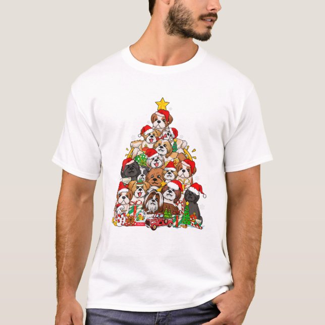 Camiseta Perro De árbol De Shih Tzu De Pijama (Anverso)