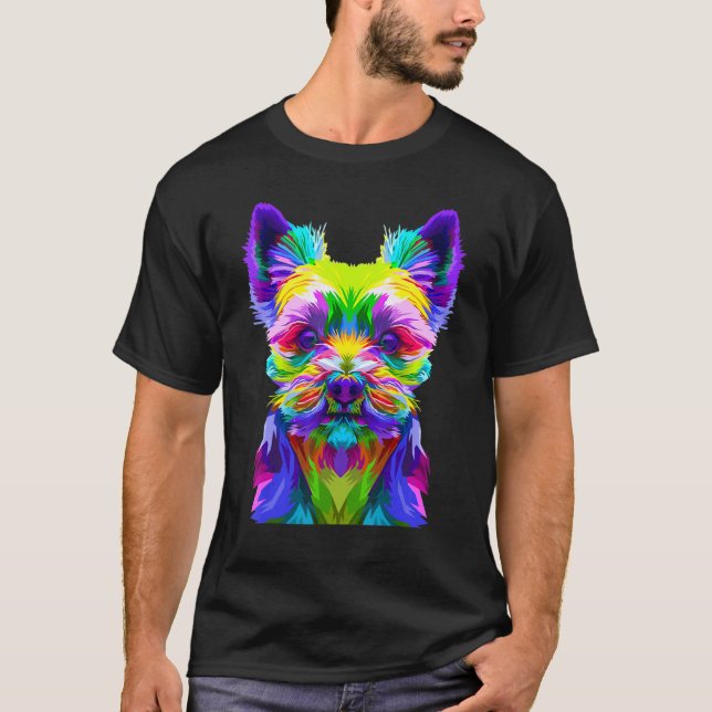 Camiseta Perro de arte pop Yorkshire Terrier Yorkie (Anverso)