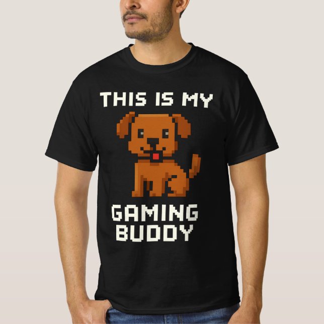 Camiseta Perro de Arte Retro Pixel - "Este es mi juego Budd (Anverso)