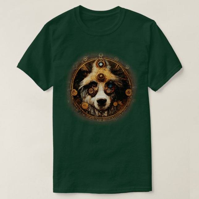 Camiseta Perro de arte Steampunk Surreal Steampunk L (Diseño del anverso)