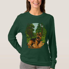 Camiseta Perro de aventura Pastor Alemán en el bosque
